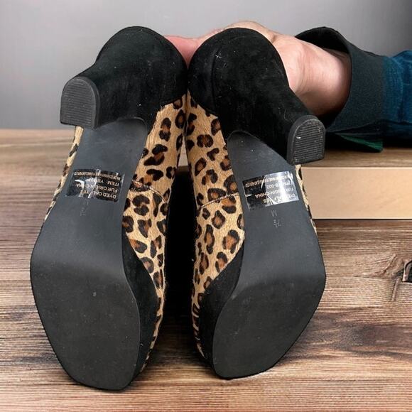 Vaneli Womens 7.5 Calf Fur Leopard Print Oxford Heels Shoes new pumps dress work - Picture 8 of 8